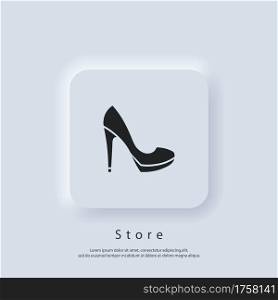 Store logo. Online Shop Logo. Shopping icon. Fashion store. Vector. UI icon. Neumorphic UI UX white user interface web button.