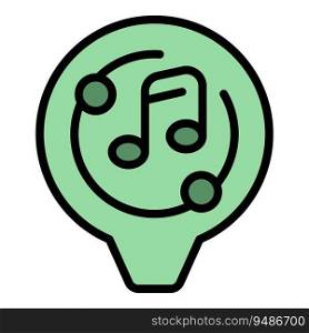 Store music location icon outline vector. Shop map. Gps mall color flat. Store music location icon vector flat