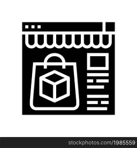 store selling online internet glyph icon vector. store selling online internet sign. isolated contour symbol black illustration. store selling online internet glyph icon vector illustration