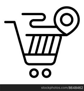 Store shop cart icon outline vector. Pin point. Online market. Store shop cart icon outline vector. Pin point