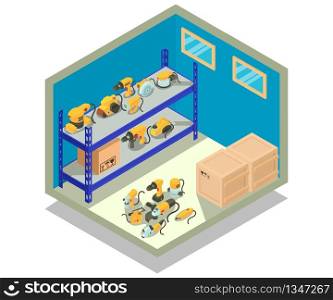 Storehouse concept banner. Isometric banner of storehouse vector concept for web, giftcard and postcard. Storehouse concept banner, isometric style