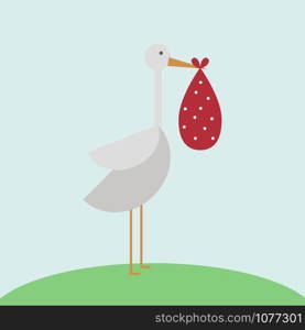 Stork bird, illustration, vector on white background.