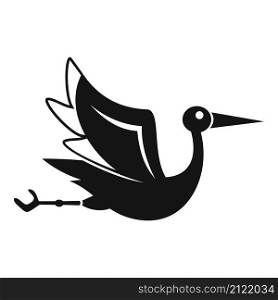 Stork branch icon simple vector. Baby stork. Nest bird. Stork branch icon simple vector. Baby stork