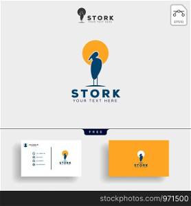 stork business logo template creative vector illustration with business card, icon elements isolated. stork business logo template creative vector illustration