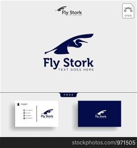 stork business logo template creative vector illustration with business card, icon elements isolated. stork business logo template creative vector illustration
