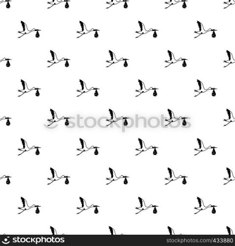 Stork carrying pattern seamless in simple style vector illustration. Stork carrying pattern vector