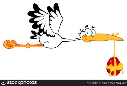 Stork Flying With Easter Egg