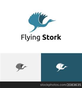 Stork Heron Egret Hern Flying Wings Bird Nature Animal Logo
