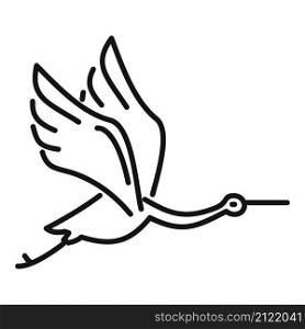 Stork icon outline vector. Fly bird. Baby crane. Stork icon outline vector. Fly bird