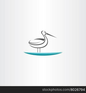 stork in water vector icon symbol