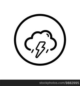 Storm and cloud. Weather outline icon in a circle. Isolated vector illustration