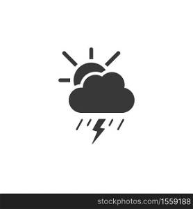 Storm and heavy rain, cloud and sun. Isolated icon. Weather glyph vector illustration