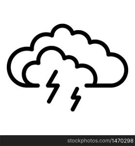 Storm cloud icon. Outline storm cloud vector icon for web design isolated on white background. Storm cloud icon, outline style