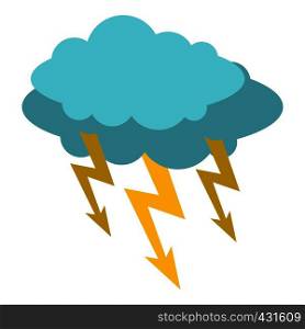 Storm cloud lightning bolt icon flat isolated on white background vector illustration. Storm cloud lightning bolt icon isolated