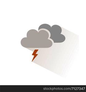 Storm color icon with shadow. Flat vector illustration