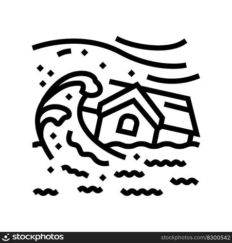 storm flood disaster line icon vector. storm flood disaster sign. isolated contour symbol black illustration. storm flood disaster line icon vector illustration