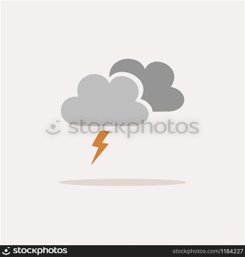 Storm. Icon with shadow on a beige background. Weather flat vector illustration