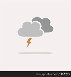 Storm. Icon with shadow on a beige background. Weather flat vector illustration