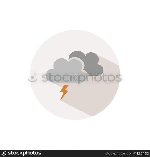 Storm. Icon with shadow on a beige circle. Fall flat vector illustration