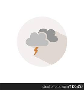 Storm. Icon with shadow on a beige circle. Fall flat vector illustration