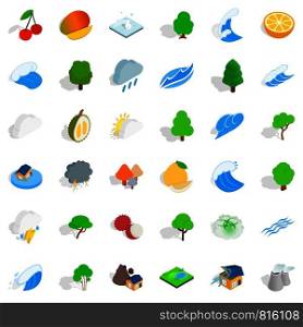 Storm icons set. Isometric style of 36 storm vector icons for web isolated on white background. Storm icons set, isometric style