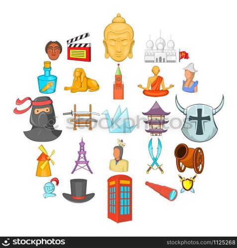 Story icons set. Cartoon set of 25 story vector icons for web isolated on white background. Story icons set, cartoon style