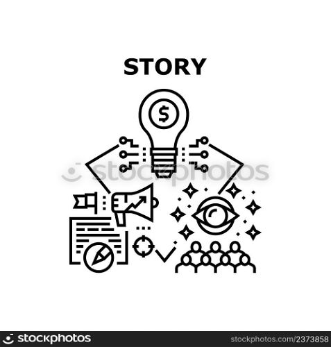 Story Of Success Vector Icon Concept. Businessman Story Of Success, Business Idea And Startup. Entrepreneur History Of Successful Goal Achievement And Project Or Trademark Black Illustration. Story Of Success Vector Concept Black Illustration