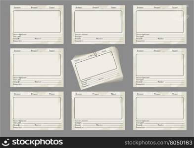Storyboard template in retro style. Storyboard template in retro style. Storiboards icons on grey background. Vector illustration