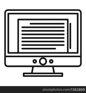 Storytelling computer editor icon. Outline storytelling computer editor vector icon for web design isolated on white background. Storytelling computer editor icon, outline style