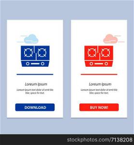 Stove, Gas, Kitchen, Cooking Blue and Red Download and Buy Now web Widget Card Template