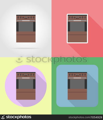 stove household appliances for kitchen flat icons vector illustration isolated on background