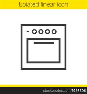 Stove linear icon. Gas cooker thin line illustration. Oven contour symbol. Vector isolated outline drawing. Stove linear icon