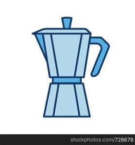 Stove top coffee maker color icon. Coffeemaker. Espresso maker. Isolated vector illustration. Stove top coffee maker color icon