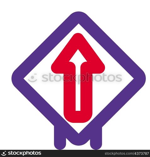 Straight forward up arrow signal as signpost