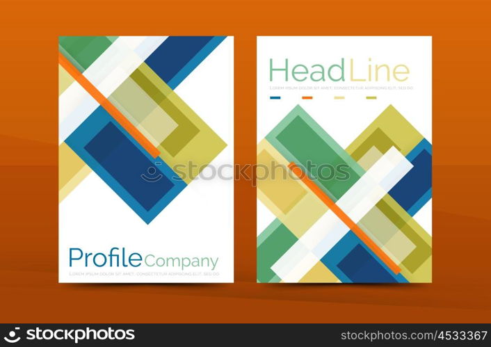 Straight lines geometric business report templates. Straight lines geometric business report templates. Vector abstract background set