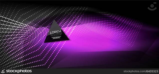 Straight neon lines. Straight neon lines in dark space, vector techno abstract template