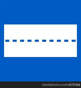 Straight road icon white isolated on blue background vector illustration. Straight road icon white