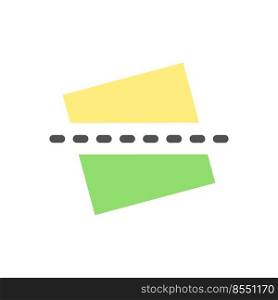 Straighten flat color ui icon. Horizontal line. Picture and video repair tool. Photo editor instrument. Simple filled element for mobile app. Colorful solid pictogram. Vector isolated RGB illustration. Straighten flat color ui icon