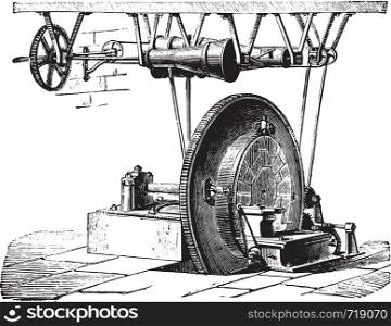 Straightening Machine wheels with diamonds, vintage engraved illustration. Industrial encyclopedia E.-O. Lami - 1875.