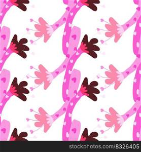 Strange shapes flower seamless pattern. Tropical plants endless wallpaper. Contemporary botanical floral ornament. Simple design for fabric, textile print, wrapping paper, cover. Vector illustration. Strange shapes flower seamless pattern. Tropical plants endless wallpaper. Contemporary botanical floral ornament.