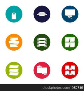 Strap icons set. Flat set of 9 strap vector icons for web isolated on white background. Strap icons set, flat style