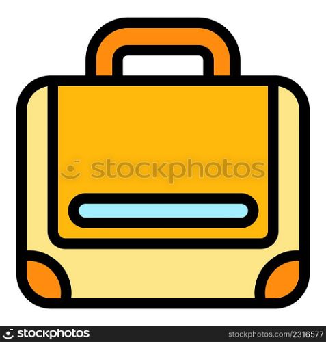 Strap laptop bag icon. Outline strap laptop bag vector icon color flat isolated. Strap laptop bag icon color outline vector