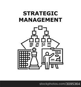 Strategic Management Vector Icon Concept. Strategic Management Business Occupation For Presenting Financial And Sale Company Strategy. Manager Businessman Professional Vision Black Illustration. Strategic Management Vector Concept Illustration