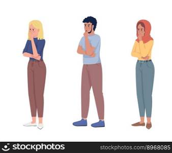 Strategic thinkers semi flat color vector characters set. Editable figures. Full body people on white. Brainstorming simple cartoon style illustration pack for web graphic design and animation. Strategic thinkers semi flat color vector characters set
