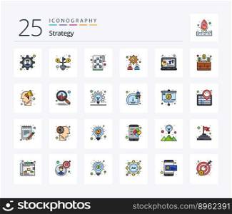Strategy 25 Line Filled icon pack including laptop. chart. strategy. analysis. strategy