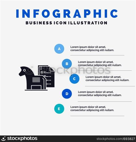 Strategy, Advantage, Business, Chess, Finance, Tactic Solid Icon Infographics 5 Steps Presentation Background