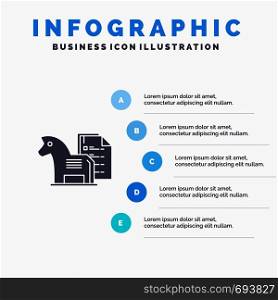 Strategy, Advantage, Business, Chess, Finance, Tactic Solid Icon Infographics 5 Steps Presentation Background