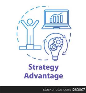 Strategy advantage concept icon. Benefit and win. Building goals. Competitive business planning. Winning challenge. Innovation idea thin line illustration. Vector isolated outline RGB color drawing