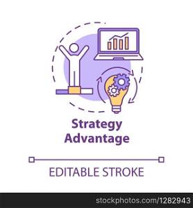 Strategy advantage concept icon. Building goals. Competitive business planning. Winning challenge. Innovation idea thin line illustration. Vector isolated outline RGB color drawing. Editable stroke