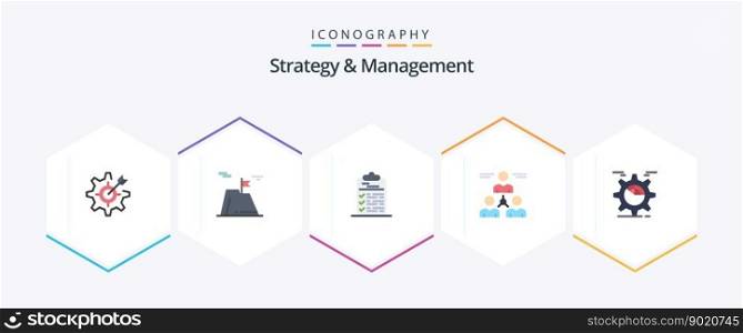 Strategy And Management 25 Flat icon pack including group. connect. achievement. file. task